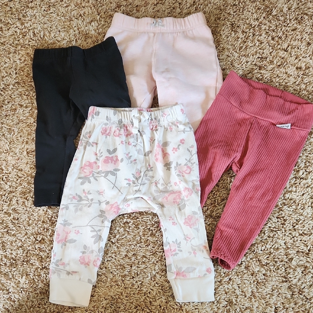 Gerber Black, Pink, Floral, and Rose Leggings Set